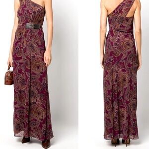 Lauren Ralph Lauren One Shoulder Paisley Evening Dress-Size 12